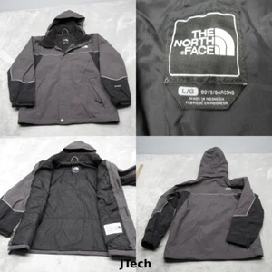 The North Face Jacket Boys Large Gray Hyvent Hodded Waterproof Interchange Shell - Picture 1 of 21