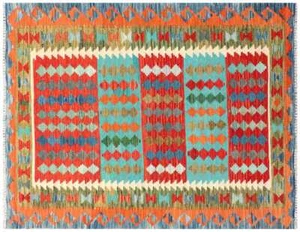 Afghan Maimana Kelim Teppich 120x170 Handgewebt Bunt Geometrisch Handarbeit q - Bild 1 von 5