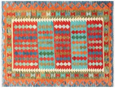 Afghan Maimana Kelim Teppich 120x170 Handgewebt Bunt Geometrisch Handarbeit q - Bild 1 von 4
