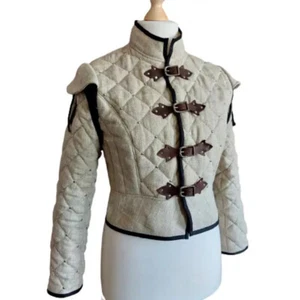 Mittelalter Gambeson Full Sleeve mit gepolsterten Schultern Cosplay Hexer Wikinger Larp - Bild 1 von 1