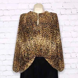 Vintage 70s Leopard Print Blouse Sheer Disco Fever Collections Volup One Size  - Picture 1 of 9