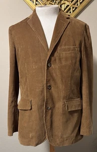 J Crew Men's Blazer Brown Tan Corduroy Coat Size Large - Picture 1 of 11