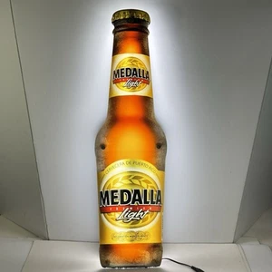 Medalla Light Beer Light Up Bottle Sign Bar Pub Man Cave Light - Picture 1 of 9