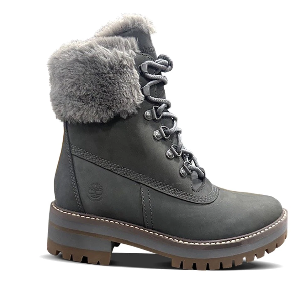 Timberland Women's Grey Leather Courmayeur Valley 6" Waterproof Lug Sole Boot...