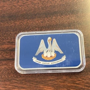 1 oz United States Flags Series - LOUISIANA - Full Color .999 Silver Bar - Picture 1 of 2