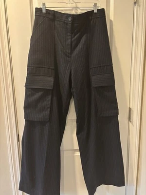 ME+EM Wool Navy White Striped Wide Leg Cargo Trousers Pants Women’s Sz US 12 - Image 1 of 4