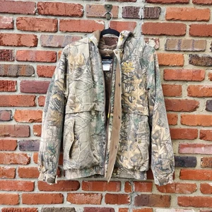 Real Tree Camo Coat Jacket Lined Hooded Hunting Warm M Fleece. Zipper Broke - Picture 1 of 10