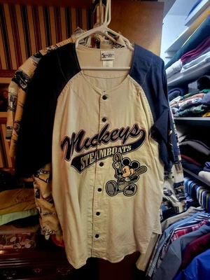 Camiseta deportiva de béisbol Mickey's Steamboats - "Mickey #28" - blanca con adornos azules - XL Foto 1 de 4
