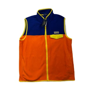 Polo Ralph Lauren Color-Blocked Brushed Fleece Vest Mens Medium Orange Blue $168 - Picture 1 of 7