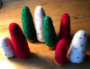 Christmas Felted Trees Seasonal Home Handmade Decor Wool - Picture 1 of 11