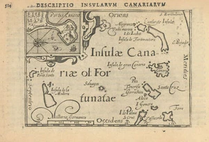 Insulae Canariae ol: Fortunatae by Bertius / Langenes. Canary Islands 1603 map - Picture 1 of 1