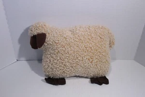 Gamuza marrón y blanca cordero oveja peluche juguete almohada pequeña - Imagen 1 de 13