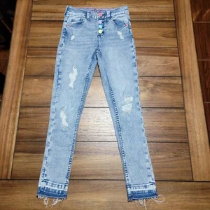 Justice Denim Jeans Multi-Color Snap Fly - Size Girls 10 - Picture 1 of 7
