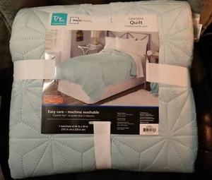 Solid Mink Quilt Mainstays Twin Teal Haze Easy Care Machine Wash - Picture 1 of 5