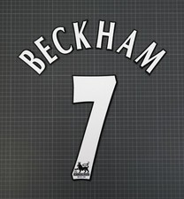 BECKHAM #7 1997-2006 Player Size Premier League White Nameset Lextra