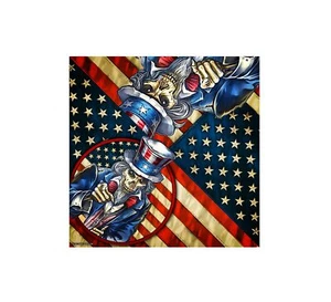 UNCLE SAM Artwork Biker's Headwear Face Cover Neck Warmer BANDANA, 21" x 21" - Picture 1 of 1