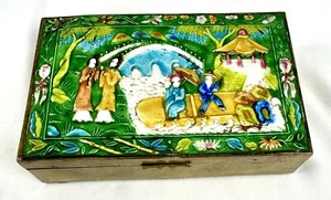 Antique Chinese Oriental Asian Cloisonne Enamel Stamp Box - Picture 1 of 10