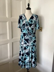 BNWT CC FASHION LADIES FLORAL TURQUOISE JERSEY PANELLED SKIRT SUIT L + M £145 - Picture 1 of 14
