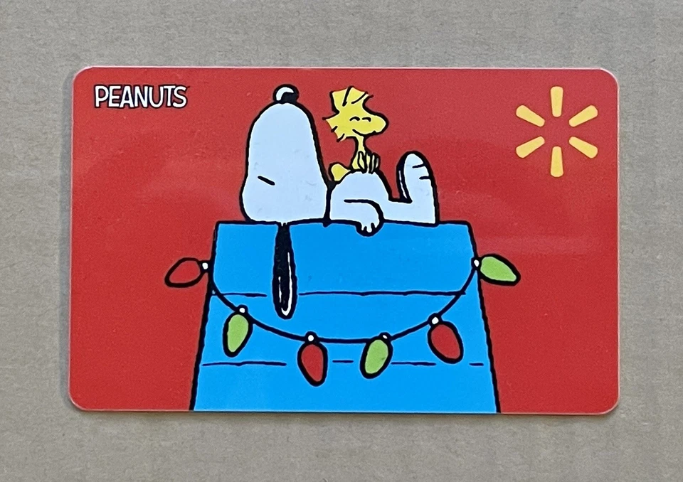 Snoopy Christmas  Woodstock Lights On Dog House GIFT CARD. No Cash Value. - Image 1 of 1