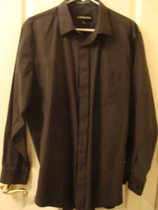 Adolfo Men's Casual Shirt Black Mix Cotton Longue Sleeves 16 1/2 32-33 - Picture 1 of 20