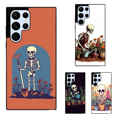 For Samsung S25 S24 S23 FE Ultra a15 a16 retro skull skeleton plants Glossy Case - Image 1 of 4