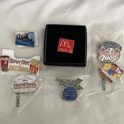 Lot McDonald's Employee Crew Etc. Pin Pinbacks Nice 7x - Image 1 of 4