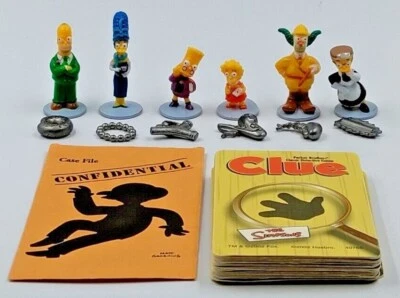 The SIMPSONS CLUE Game Replacement Parts Pieces Cards Tokens Weapons & Case File - Image 1 of 4