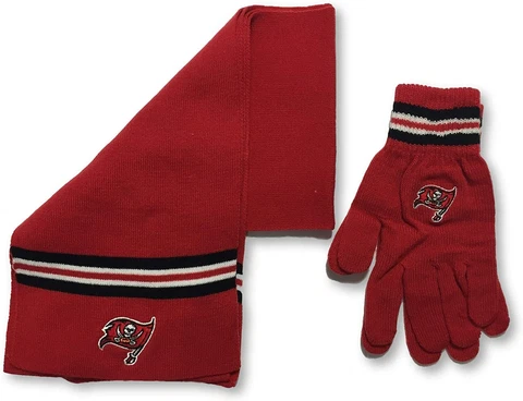 Reebok Tampa Bay Buccaneers NFL Adult Knit Scarf and Knit Gloves 2 Piece Set Cover