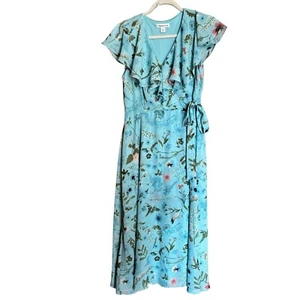 Coldwater Creek Dress Womens 8P Petites Multicolor Floral Print Ruffle Side Tie - Picture 1 of 7