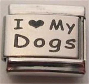 CIONDOLO ITALIANO I HEART MY DOGS PET CUCCIOLO AMORE LASER 9MM FAI DA TE PER BRACCIALI - Foto 1 di 2