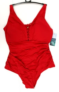 M & S Ladies Secret Slimming Swimsuit Swimming Suit Costume ~ Size 20 ~ Red - Picture 1 of 4