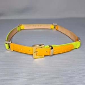 Elite Fresno California Orange Yellow Green Fashion Belt 1444 Gold Hardware Sz M - Picture 1 of 7