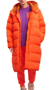 adidas Ivy Park Jacket Puffer Triple Orange Long Parka Hooded Coat Unisex LARGE - Picture 1 of 6