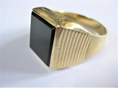 Anillo Sello De Oro 585 Con Ónix, 7,92 g - Imagen 1 de 3