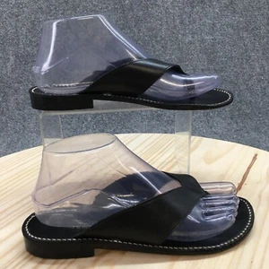 Robert Clergerie Sandals Womens 6 Thong Black Leather Toe-Post Casual Comfort - Imagen 1 de 16