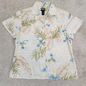 Izod Golf Washable Silk Hawaiian Floral Short Sleeve Button Up Shirt Medium - Picture 1 of 8
