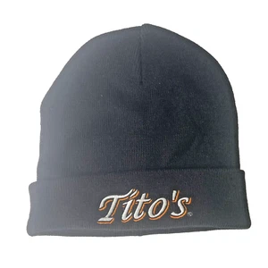 Tito’s Vodka Beanie Hat Black Knit Cuffed Winter Cap Embroidered Logo Promo - Picture 1 of 6