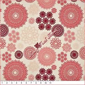 RILEY BLAKE "LOST & FOUND LOVE" C4200 DOILIES PINK COTTON FABRIC PRICED @ 1/2 YD - Picture 1 of 1