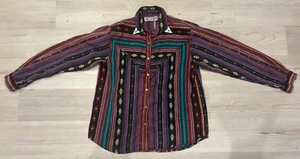 Vtg Dakota Rodeo Size L - Womens Western Button Up Shirt Aztec w/ Turquoise Tips - Picture 1 of 7