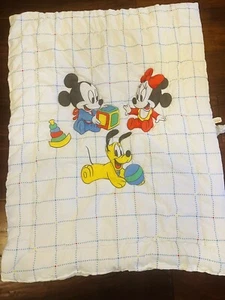 Vintage Disney Baby Mickey Mouse Minnie Pluto Ball Crib Blanket Comforter - Picture 1 of 7