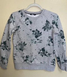 The North Face French Terry Crew Neck XS Gray Green Darkest Spruce Floral - Picture 1 of 6