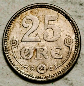 1919 DENMARK SILVER 25 ORE - Picture 1 of 2