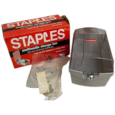 Staples Security Lock Storage Box Holds 50 3.5 Inch Diskettes Or 15 Zip Disks - Image 1 of 4