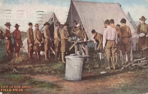 Postcard US Army Field Mess 1910 Antique Tents Military Uniforms Hats Chow 238 - Picture 1 of 2