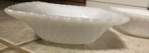 Anchor Hocking Milk Glass Cereal Bowls 2 Square 6.5 Inches Wide Scalloped Edge - Picture 1 of 4