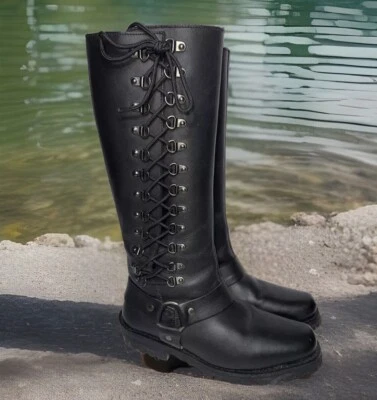 Z1R 2017 размер 9 мотоциклов Savage кожа шнурует вверх женщин езды ботинки мотоциклиста высокий - Изображение 1 из 4