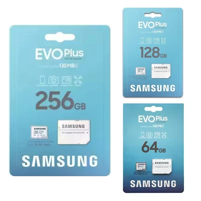 Samsung EVO Plus 2021 Micro SDXC 64GB 128GB 256GB CLASS 10 Memory Card U3 130Mbs - Image 1 of 4