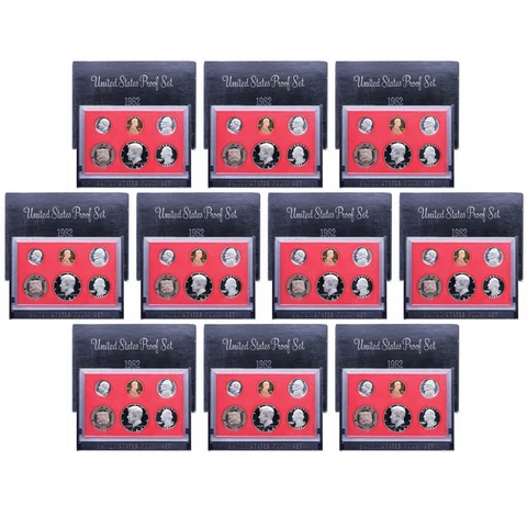 1982 S Proof Set 10 Pack Nice Original Boxes US Mint 50 Coin Lot Cover