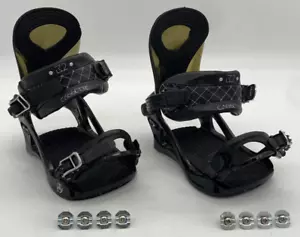 K2 Cassette Snowboard Bindings With Mounting Discs Hardware Women Medium Black - Picture 1 of 9