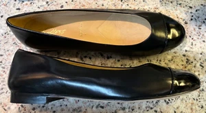 TROTTERS SIGNITURE BLACK LEATHER FLATS SIZE 9.5 W COMFORT NEW WOMENS CAP TOE - Picture 1 of 8